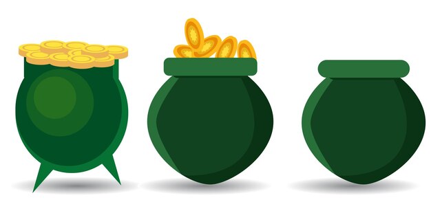 Colección vectorial de la olla de oro del día de San Patricio