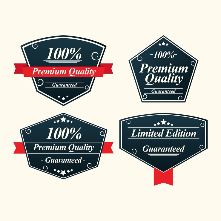 Colección vectorial de pegatinas de calidad premium vintage en diseño plano