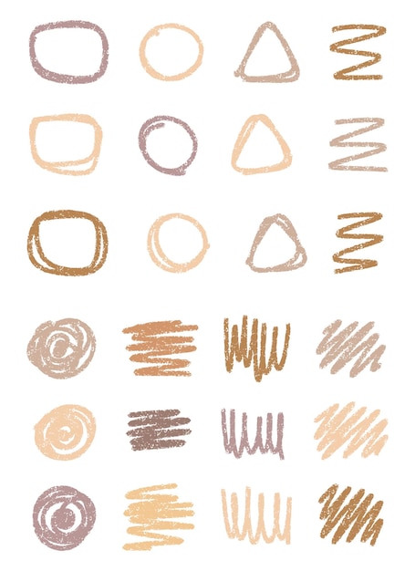Colección vectorial de pinceladas a mano libre pincel marcador lápiz varias formas geométricas