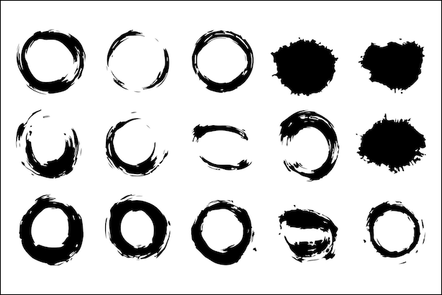 Colección vectorial de pinceladas de tinta de textura Grunge