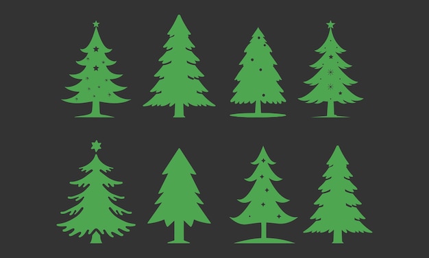 Colección vectorial de siluetas de árboles de Navidad