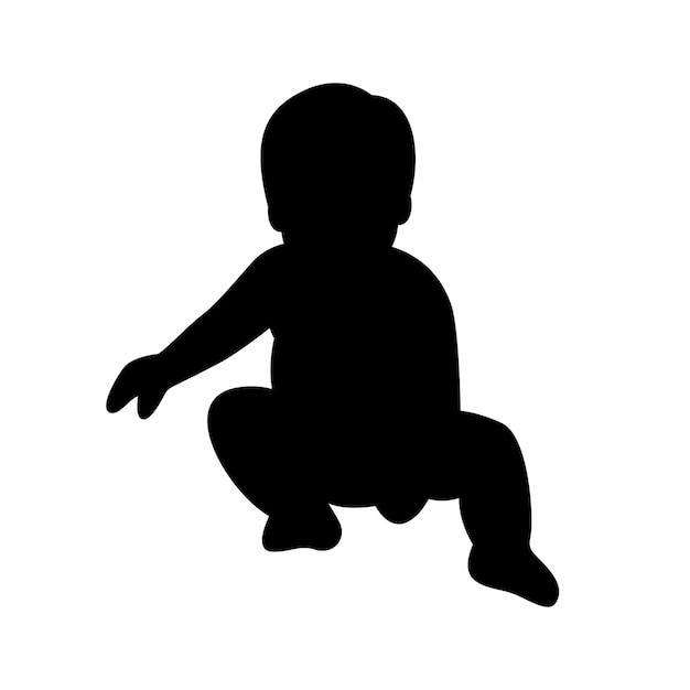 Colección vectorial de siluetas de bebés lindos 3