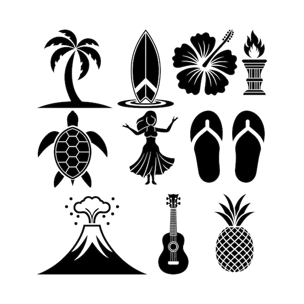 Colección vectorial de siluetas de Hawai