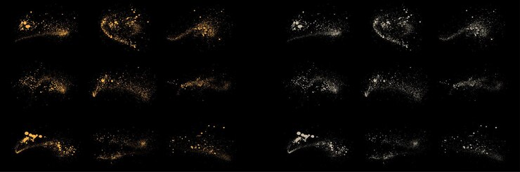 Vector colección vectorial de textura grunge de color blanco y fondo de confeti de brillo dorado