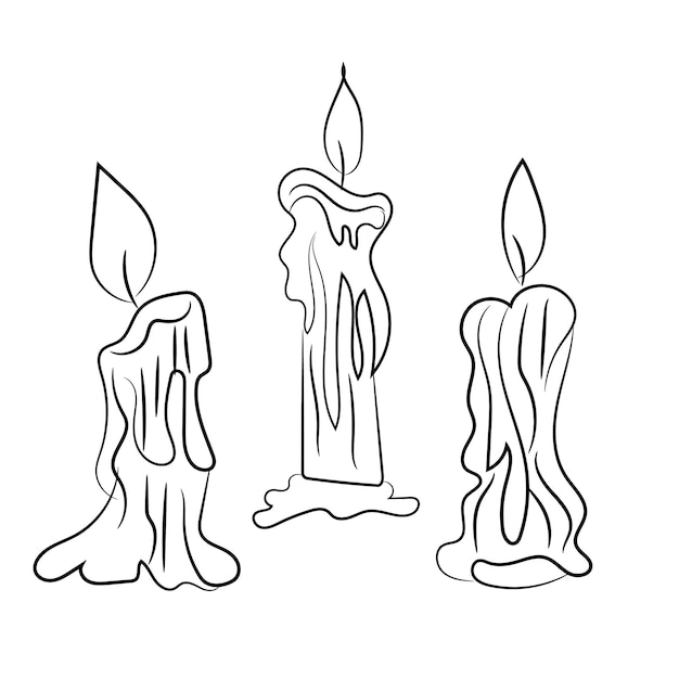 Colección de velas de Navidad dibujadas a mano