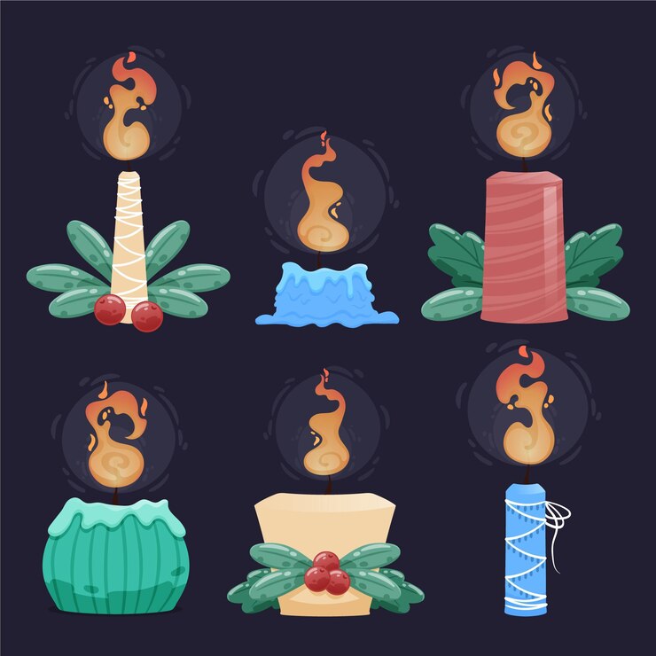 Vector colección velas navideñas dibujadas a mano