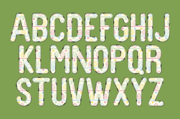 Vector colección versátil de huevos pastel letras del alfabeto para varios usos