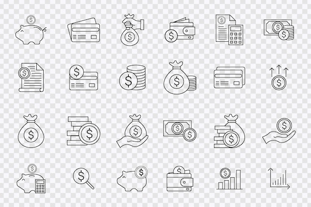 Colección versátil de iconos de negocios financieros para diseños financieros y corporativos modernos