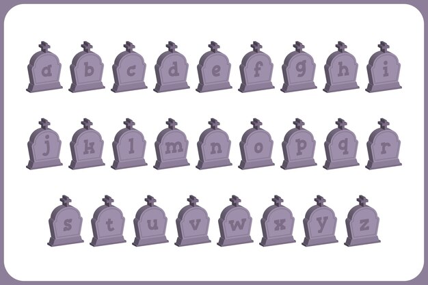 Colección versátil de letras del alfabeto de cementerio en 3D para diversos usos