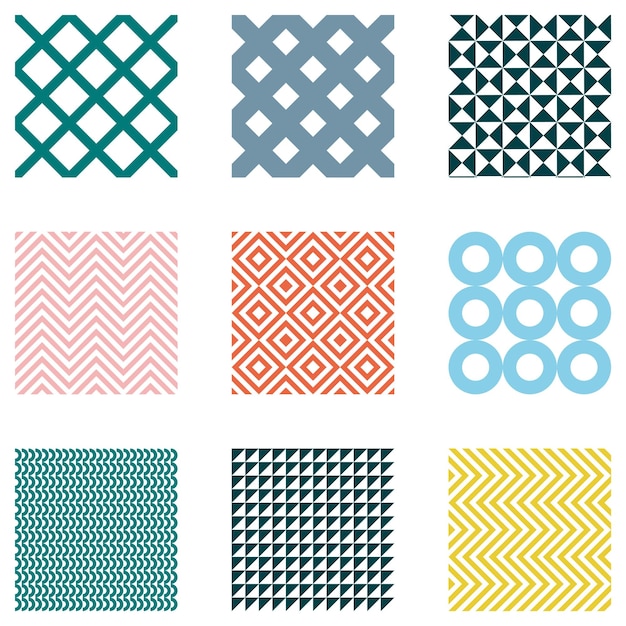 Colección vibrante de patrones geométricos para diseño gráfico y arte digital
