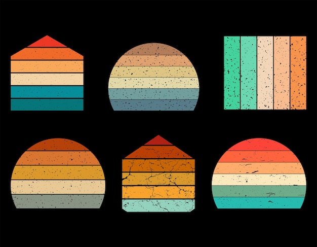Colección Vintage y Retro Grunge Sunset plantilla vectorial para el diseño de camisetas