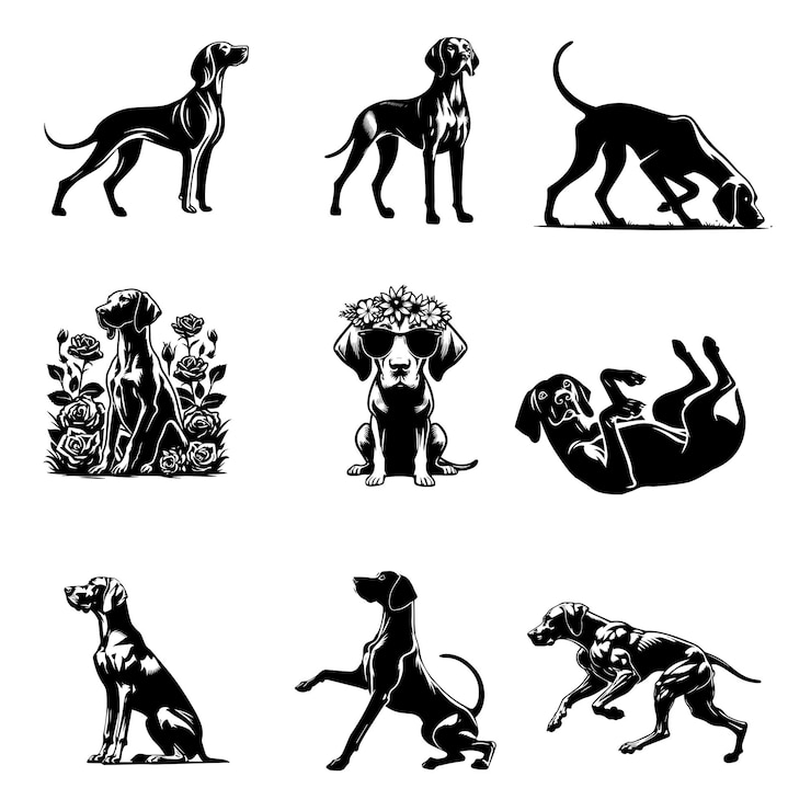 Vector colección de vizsla ilustración vectorial de perro vizsla perro diferentes actividades diseño de clipart