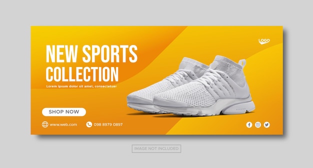 Colección de zapatos deportivos promoción venta redes sociales plantilla de banner de facebook