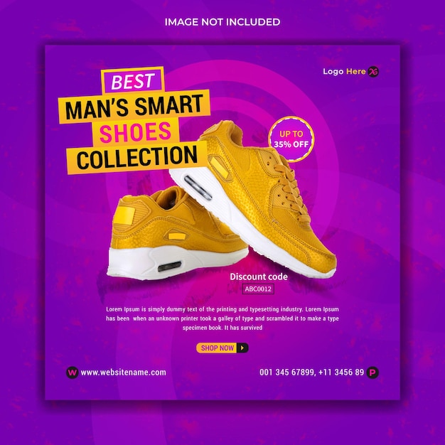 Vector colección de zapatos de hombre inteligente banner de publicación de redes sociales de instagram y plantilla de volante cuadrado