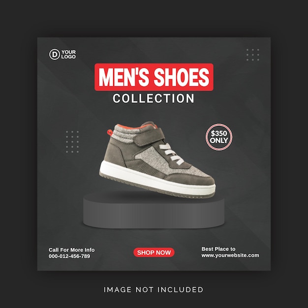 Colección de zapatos para hombres banner de redes sociales plantilla de publicación de instagram