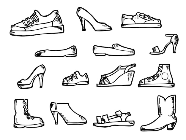 una colección de zapatos y zapatos de la marca de zapatos