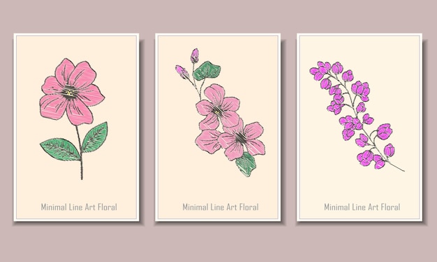 Colecciones de arte lineal floral