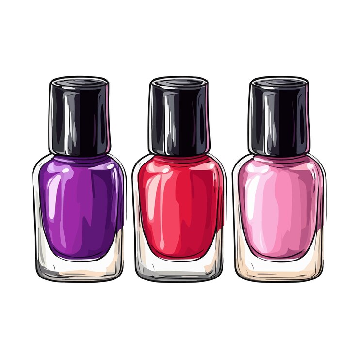Vector colecciones de botellas de esmalte de uñas en varios colores ilustración vectorial