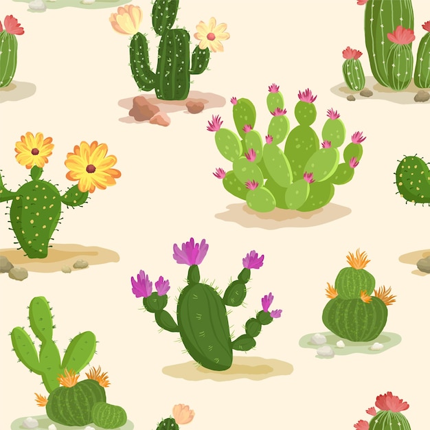 Colecciones de cactus con patrón sin costuras