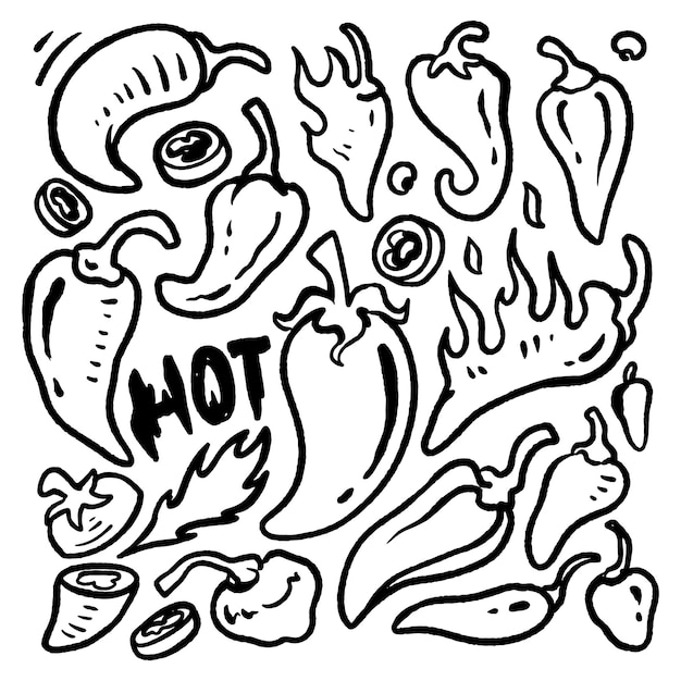Colecciones de chiles calientes con pimientos picantes