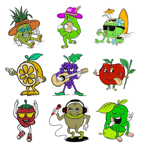 Colecciones de dibujos animados de frutas