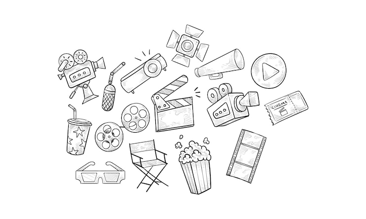 Vector colecciones de dibujos a mano de cines