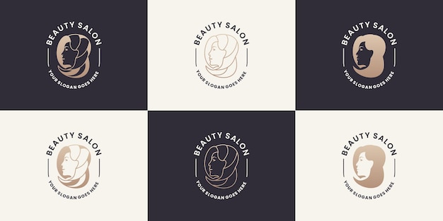 Colecciones de diseño de logotipos de mujeres femeninas para salón, spa, yoga, cosmética