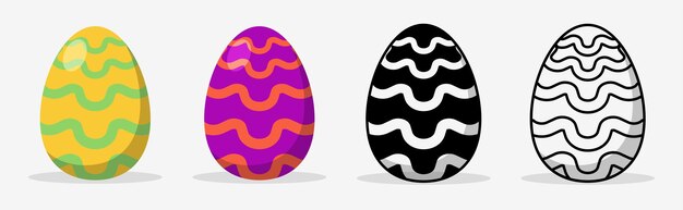 Colecciones de huevos de Pascua coloridos con diferentes estilos de patrones Estilo de ilustración plana