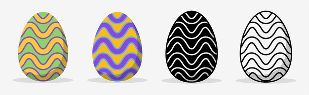 Colecciones de huevos de Pascua coloridos con diferentes estilos de patrones Estilo de ilustración plana