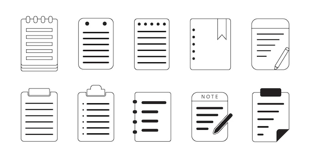 colecciones de iconos de bloc de notas vectoriales