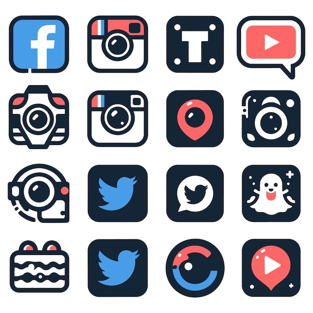 colecciones de iconos de redes sociales ilustraciones vectoriales