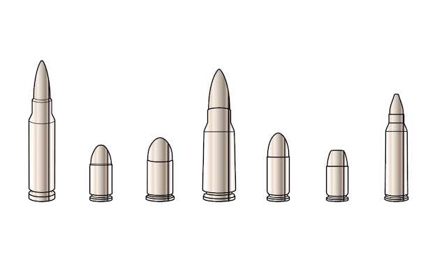 Vector colecciones de juegos de balas de titanio metálico retro ilustración vectorial de arte de clip