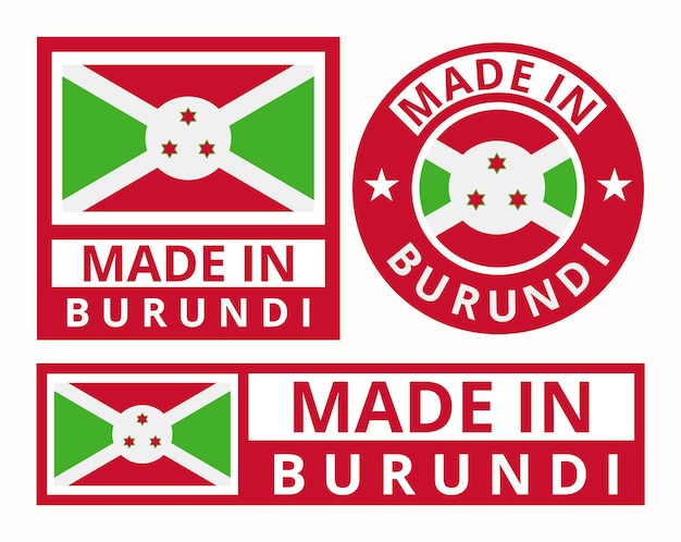 Vector colecciones de juegos hechas en burundi diseño etiquetas de productos iconos comerciales vector