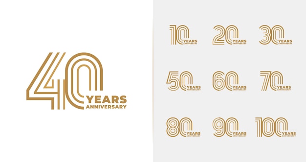 Colecciones de logotipos de aniversario de línea mínima para celebraciones felices con estilo de lujo