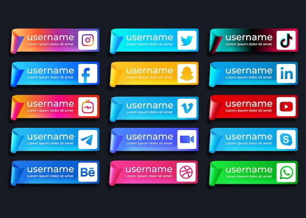 Colecciones de logotipos de redes sociales para banner web