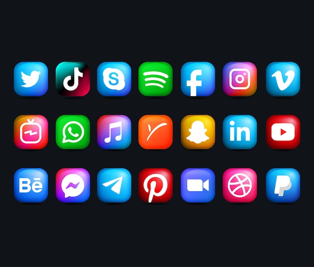 Vector colecciones de logotipos de redes sociales