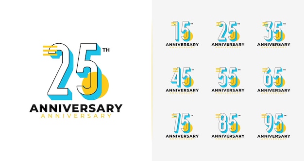 Vector colecciones modernas de logotipos de aniversario geométrico para eventos de cumpleaños con un concepto divertido