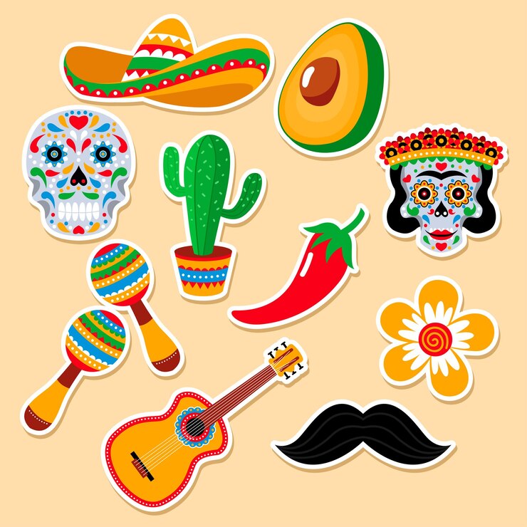Vector colecciones de pegatinas de cinco de mayo iconos