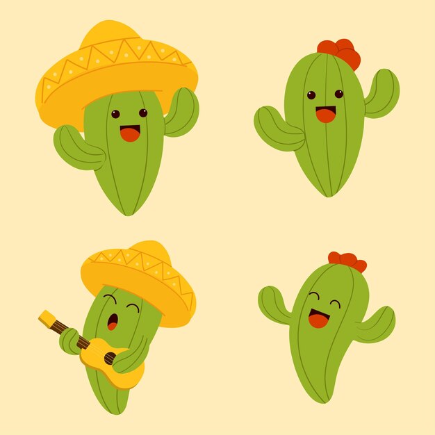 Colecciones de personajes de cactus lindos