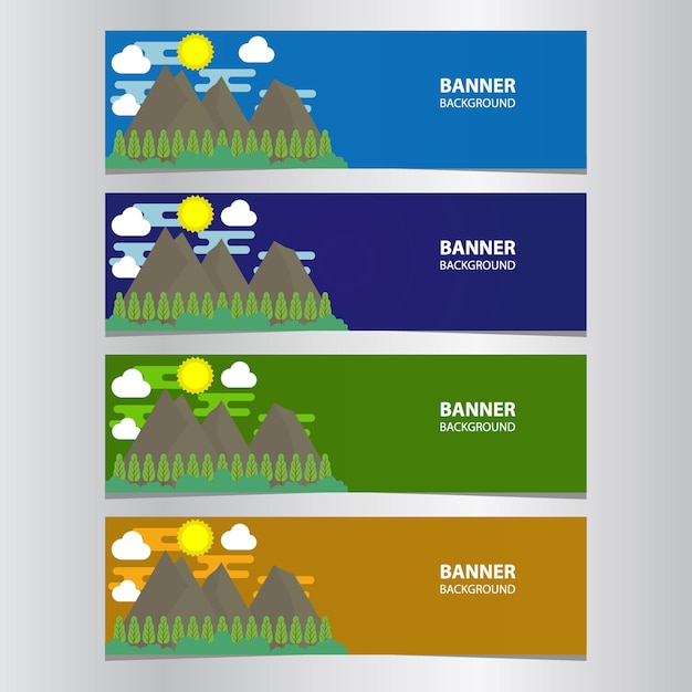 Vector colecciones de plantillas de diseño de fondo de banner de paisaje de montaña