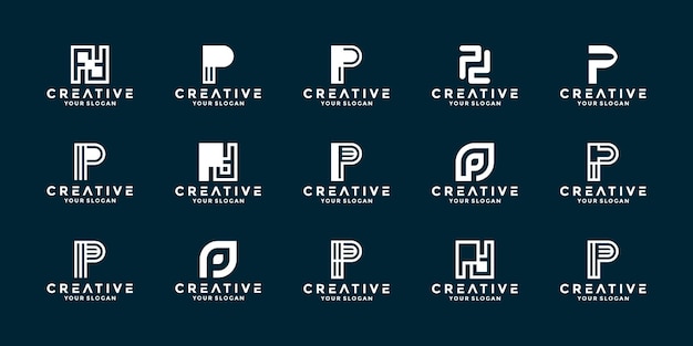 Colecciones resumen letra P logotipo diseño logotipo empresarial