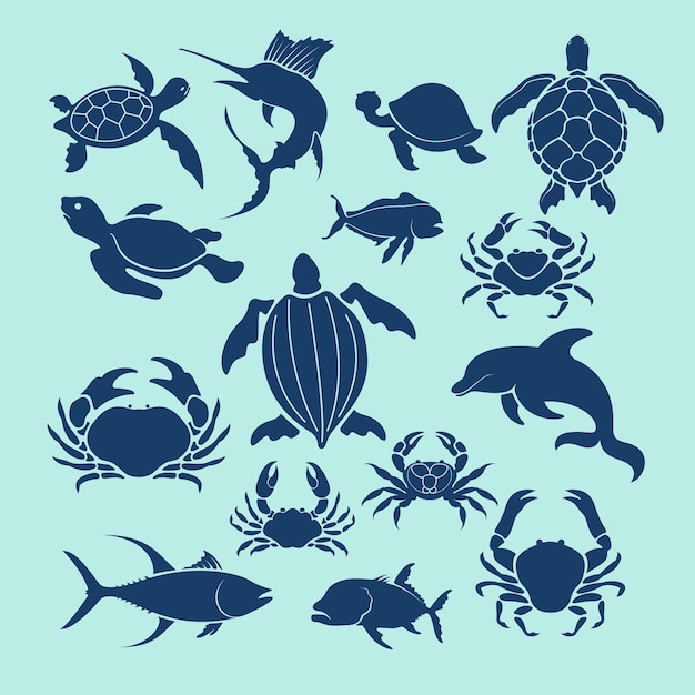 Colecciones de siluetas de criaturas marinas