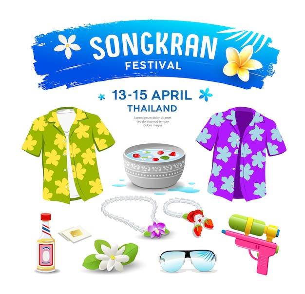 Colecciones de tailandia del festival de Songkran.