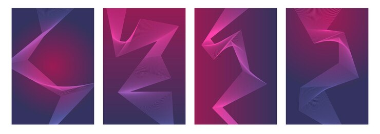 Vector colecciones vectoriales de fondo de carteles modernos con gradiente plantilla de portada con perspectiva vibrante formas de prisma geométrico línea diseño ideal para redes sociales portada de banner volante