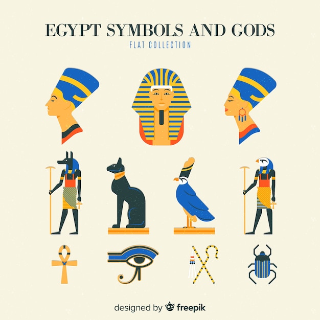 Coleción de símbolos y dioses de egipto