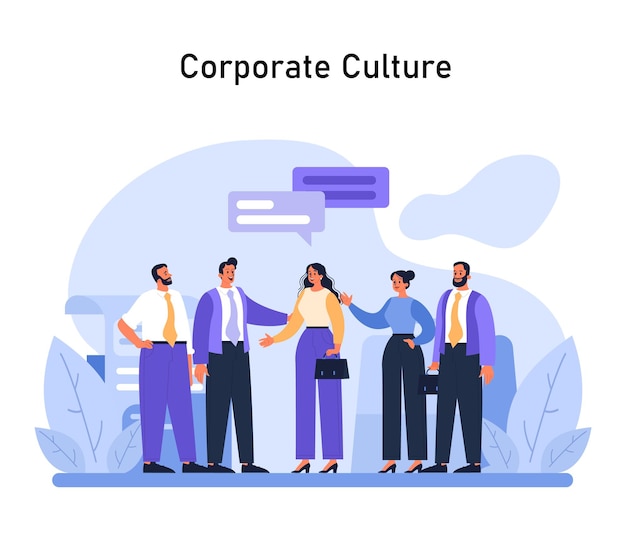 Los colegas del concepto de cultura corporativa participan en una animada discusión que muestra la esencia de