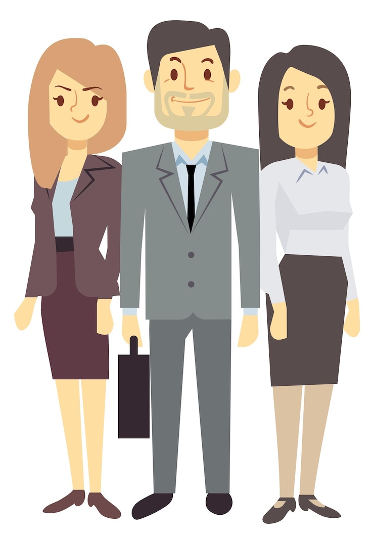 Vector colegas de pie juntos. equipo de negocios. gente de oficina