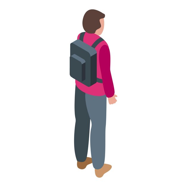 El colegial mantiene el icono de distancia Isométrico del colegial mantiene el icono de vector de distancia para el diseño web aislado en fondo blanco