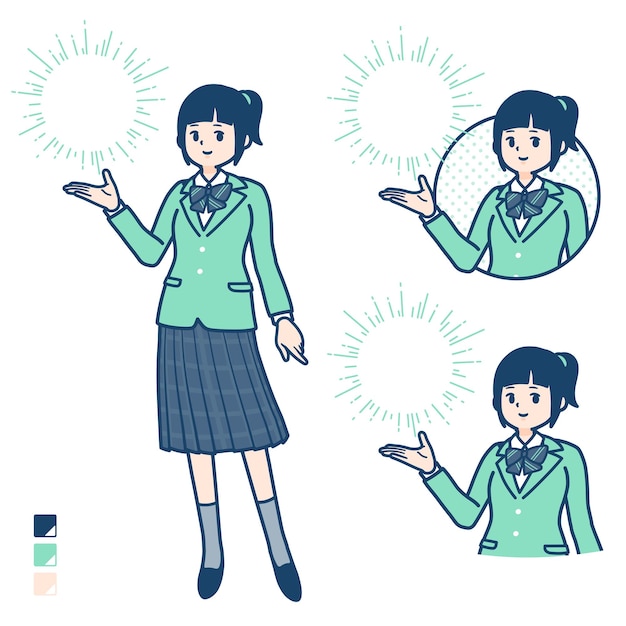 Colegiala simple Green BlazerManipulación de la luz