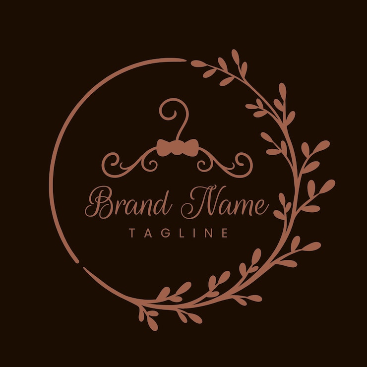 Vector colgador moda guirnalda floral marco dibujado mano logo diseño vector